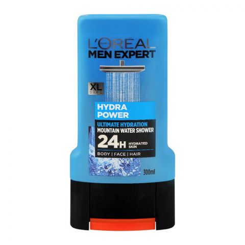 L'Oreal Paris - Men Expert - Hydra Power - Body + Face + Hair Shower Gel - Ultimate Hydration Mountain Water- 300 ML