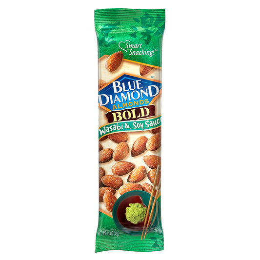 BLUE DIAMOND - ALMONDS - BOLD - Wasabi & Soy Sauce Flavoured - 43 gm - Crtn / 24 Each