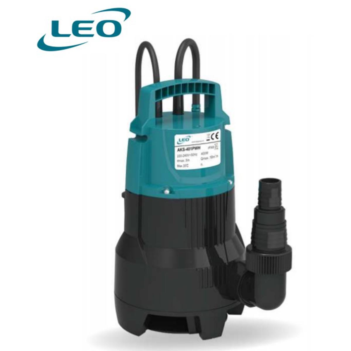 LEO - AKS-401PWH - 400 W - 0.5 HP Rust Free ENGINEERED PLASTIC DIRTY Water Submersible Pump With FLOAT SWITCH FOR AUTOMATIC OPERATION - EUROPEON STANDARD Water Pump