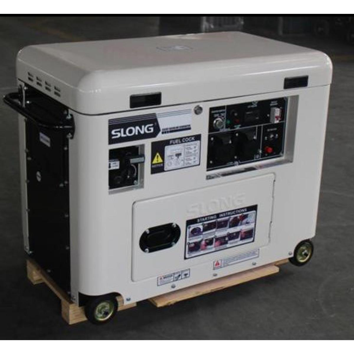 SLONG - Silent Canopy Generator - SL11000 - W-SE 9.5kva - 7.5kw Petrol + Gas Engine Euro 5 Series - 100% Copper Winding - Key + Rope Start -VFT System - Industrial Sockets