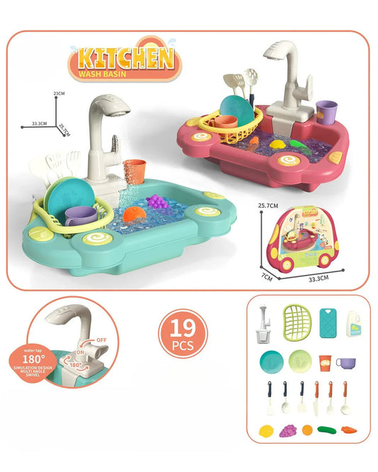 Kitchen Wash Basin Electric Dishwasher Toy Set for Kids