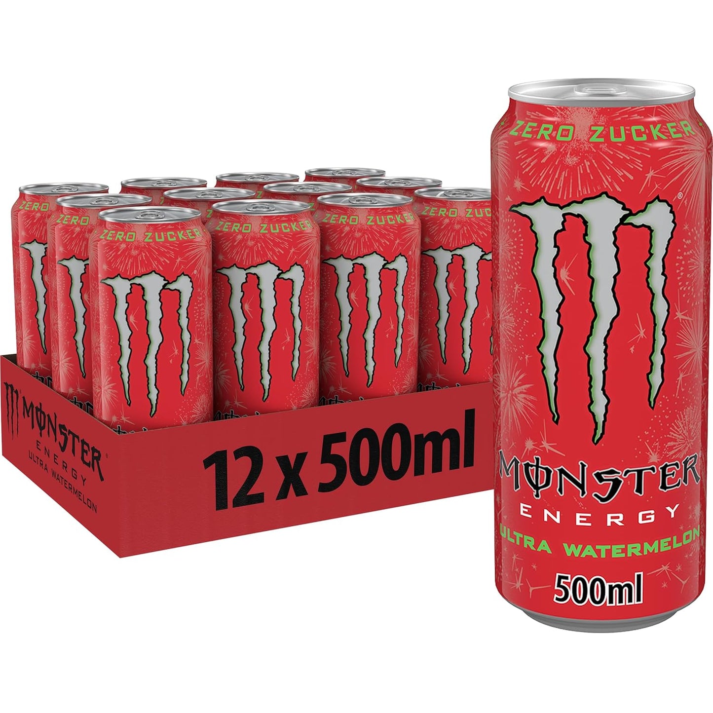 MONSTER ENERGY DRINK - ULTRA Water Melon - Flavoured Drink - Zero Sugar - 465ml - 12 Each