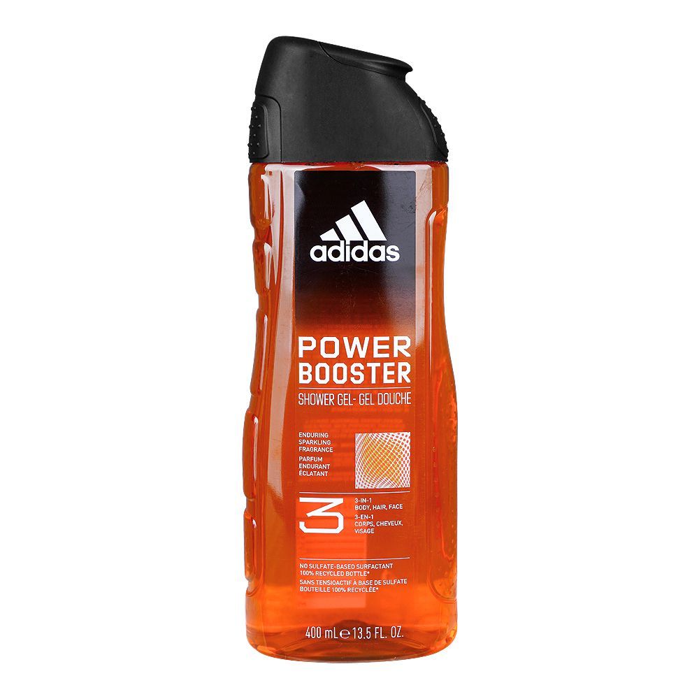 Adidas - Shower Gel - Power Booster - Enduring Sparkling Fragrance - 3in1 Body Hair & Face - 400ml