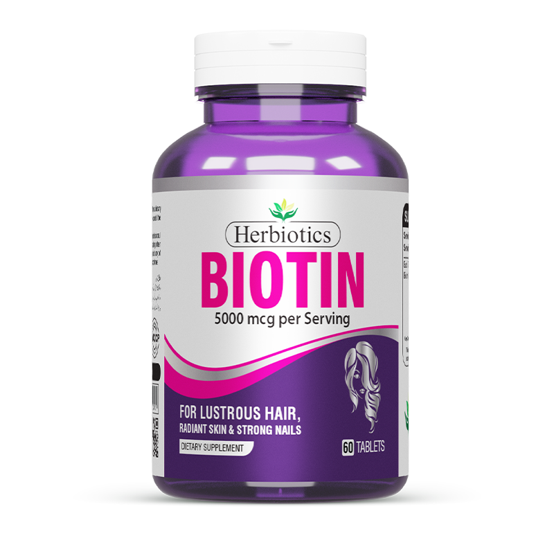 Herbiotics - Biotin - Supplement - 5000 mcg - Skin Hair & Nails