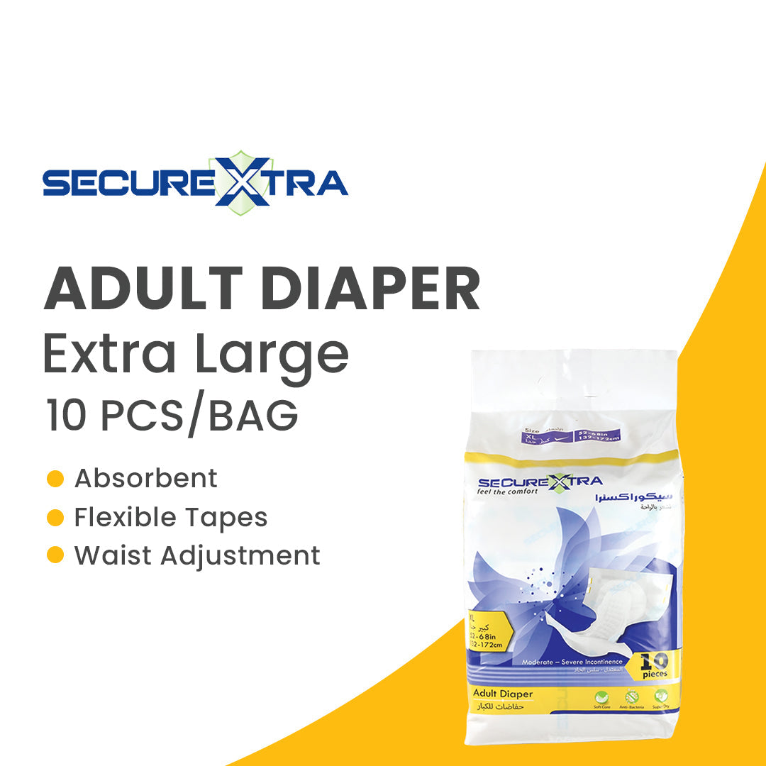 SECUREXTRA - Adult Diaper - XL-132 - 172 cm-10 pcs