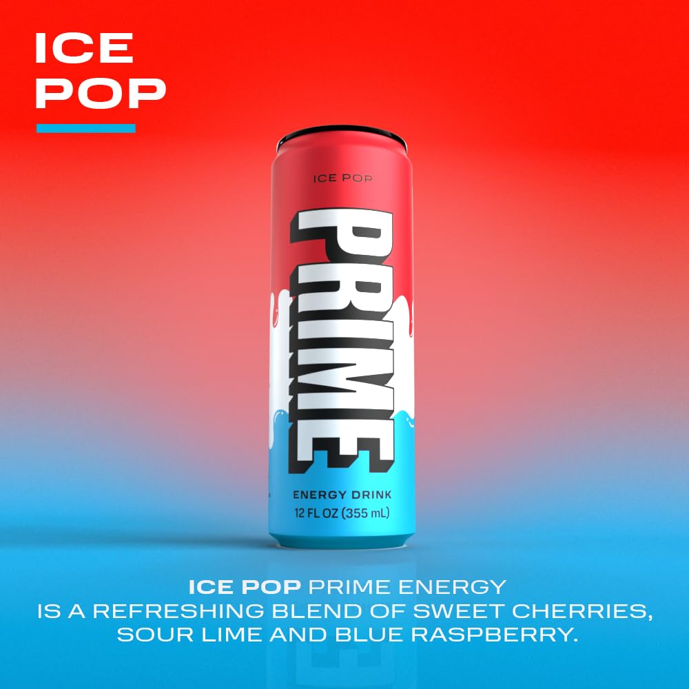 Prime Hydration - Energy Drink - Zero Sugar - Ice Pop - 330 ML (24 Pack)