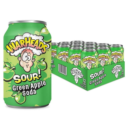 WARHEADS - SOUR Green Apple Soda - 355ml - 12fl oz Can - Qtn / 12 Each
