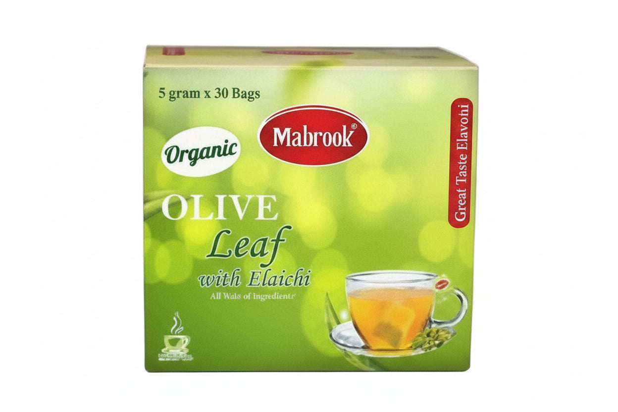 Mabrook - OLIVE LEAF GREEN TEA With ELAICHI ( Family Pack ) - 2gm Tea Bag x 30 Bags per Box / 12 Boxes per Carton