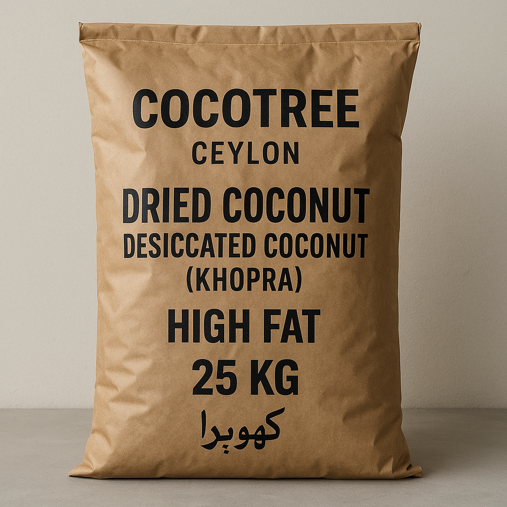 Cocotree - Ceylon - Dried Coconut - Desiccated Coconut (Khopra) High Fat - 25 KG - کھوپرا