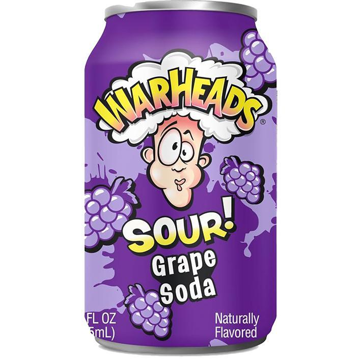 WARHEADS - SOUR Grape Soda - 355ml - 12fl oz Can - Qtn / 12 Each