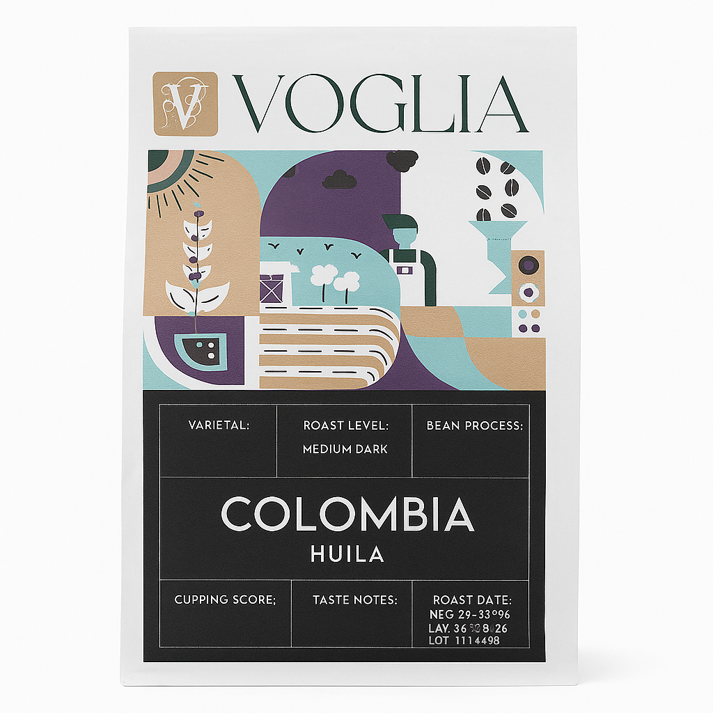 Voglia - Columbia Huila - Coffee Beans - Medium To Dark Roast - 1kg