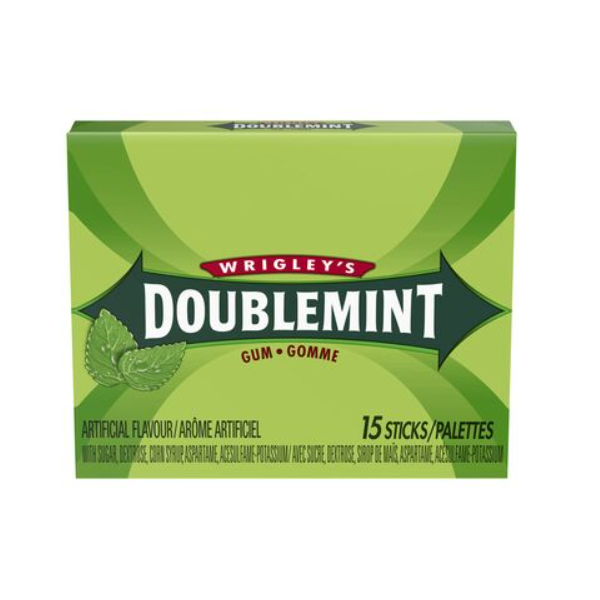 WRIGLEY'S = DOUBLEMINT GUM - 15 Sticks - Crtn / 24 Each