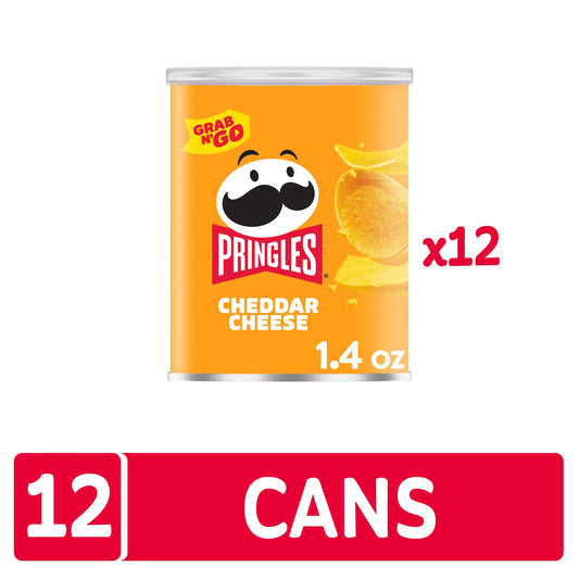 Pringles - Potato Crisps - Cheddar - Pop & Go Stack - 40gm (x12)