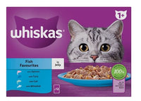 WHISKAS® - Fish Favourites in Jelly - 1+ Adult Wet Cat Food - 12 Pouches x 85g