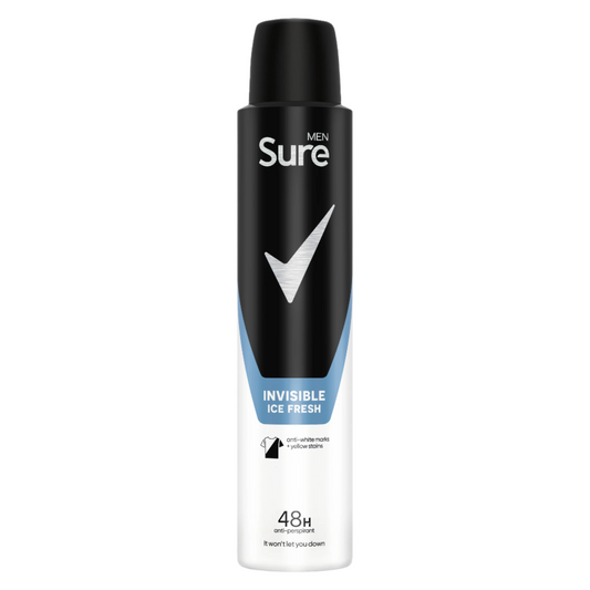 Men SURE - INVISIBLE ICE FRESH - Deodorant Body Spray for Men - ( 1X6 ) 200ml