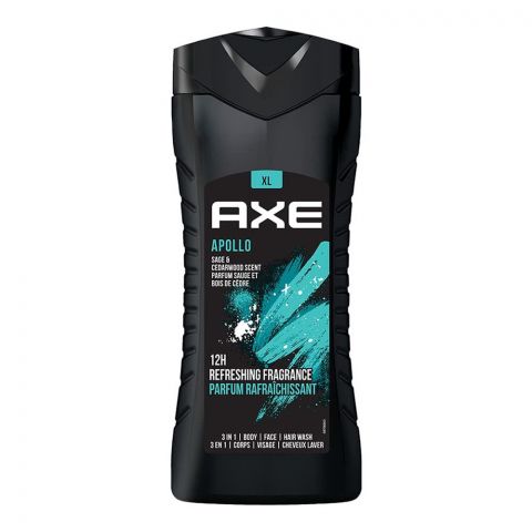 Axe - Body Wash - Apollo - Sage & Cedar Wood Scent - 3-In-1 Body, Face & Hair - 400ml