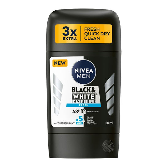 Nivea Men - Invisible - Black & White - Anti-Perspirant - Deo Stick - Fresh - 50 ml / 1.7 oz