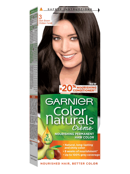 GARNIER - HAIR COLOR - Naturals Creme - 3 DARK BROWN - Chantain Fonce - 110ml (Imported)
