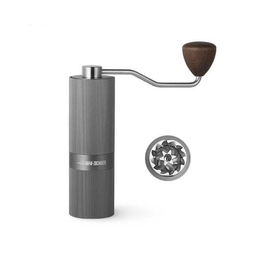 Coffee Cartel - MHW3 Bomber - Racing M1-Manual Coffee Grinder-38mm - Titanium Plated Burr, Grey, Walnut Handle - G5898G