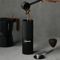 Coffee Cartel - MHW3 Bomber - Racing M1-Manual Coffee Grinder-38mm - Titanium Plated Burr, Black, Walnut Handle - G5897B
