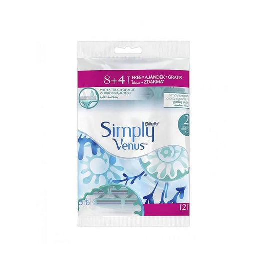 Gillette - SIMPLY VENUS - With a Touch of Aloe - 2 Blades Disposable Razors - 12 Piece Pack