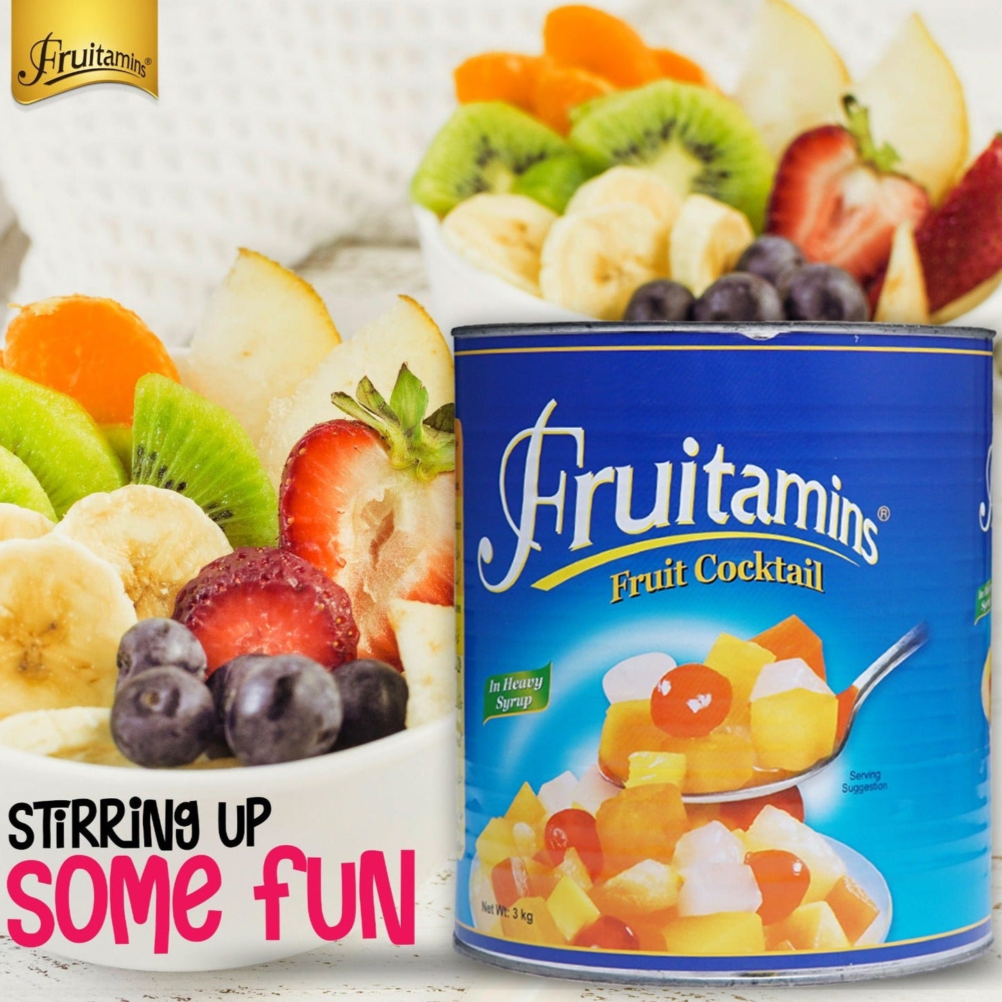 Fruitamins - Canned Fruit Cocktail - 3kg - Imported From Philippines - 1 CTN (6 Pcs)