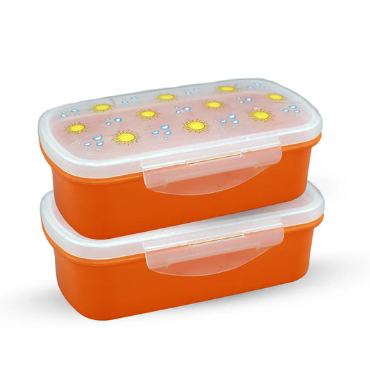 Bento Lunch Box M-1 Pack of 2 - (600ml) Without Sticker
