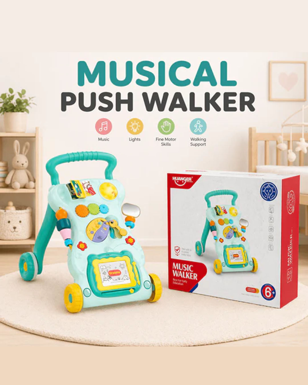 Huanger 4 in 1 First Step Baby Activity Walker HE0826 for Babies