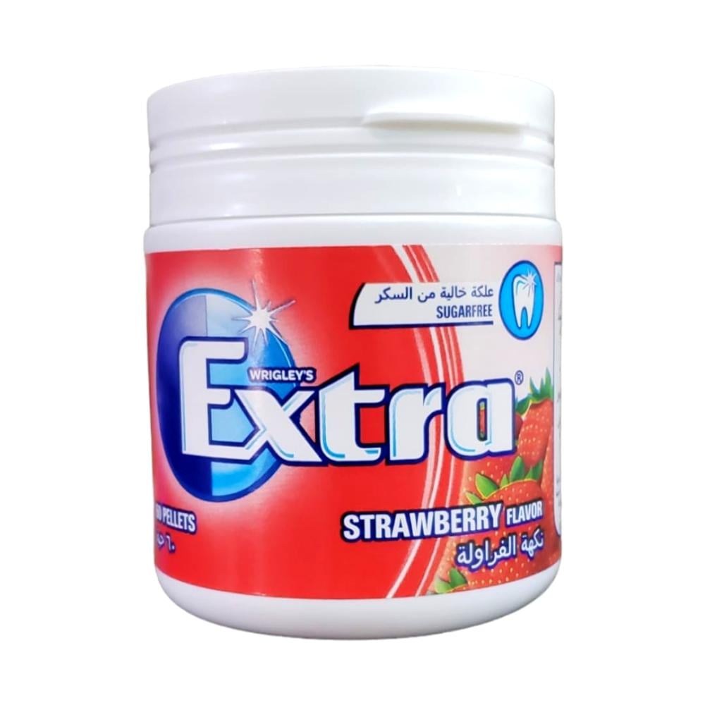 WRIGLEY'S - EXTRA - STRAWBERRY Flavor CHEWING GUM - Sugar Free - 60 Pallets Jar - Crtn/24 Each