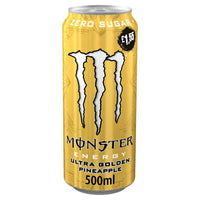 MONSTER ENERGY DRINK - ULTRA GOLDEN PINEAPPLE - Flavoured Drink - Zero Sugar - 500ml - Qtn / 12 Each