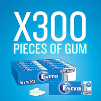 EXTRA - Peppermint - Bubble Sugar Free Chewing Gum - 30 Packs (10 Pellets each)