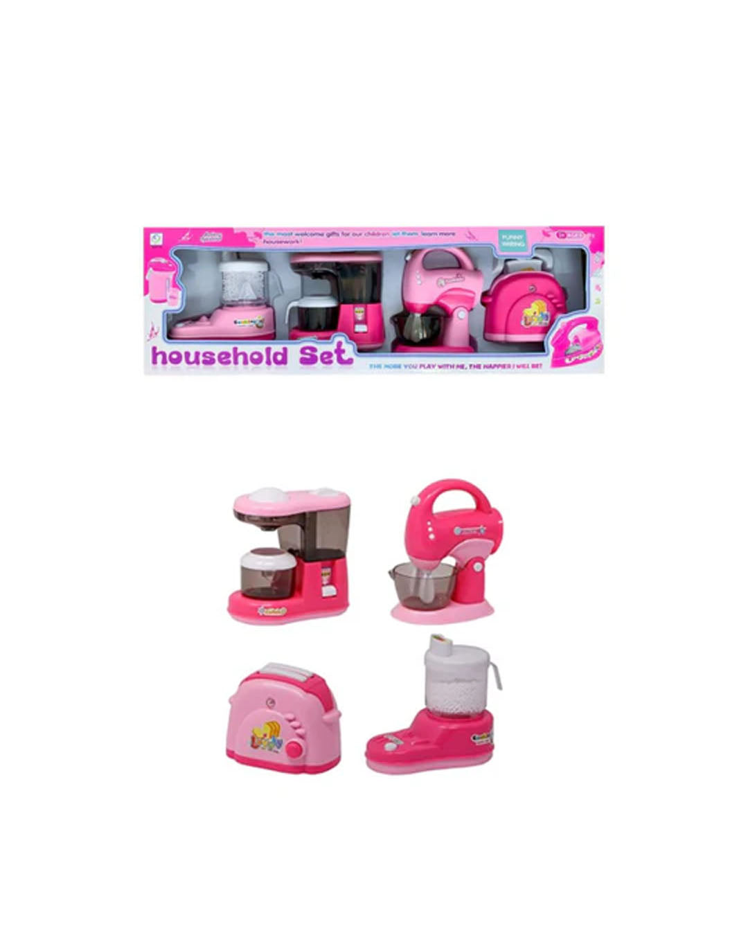 Mini Household 4 in 1 Toy Set with Battery Operated