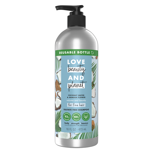 Love, Beauty & Planet - Sulfate Free -  Coconut Water & Mimosa Flower - Shampoo - 400 ML Reusable Bottle