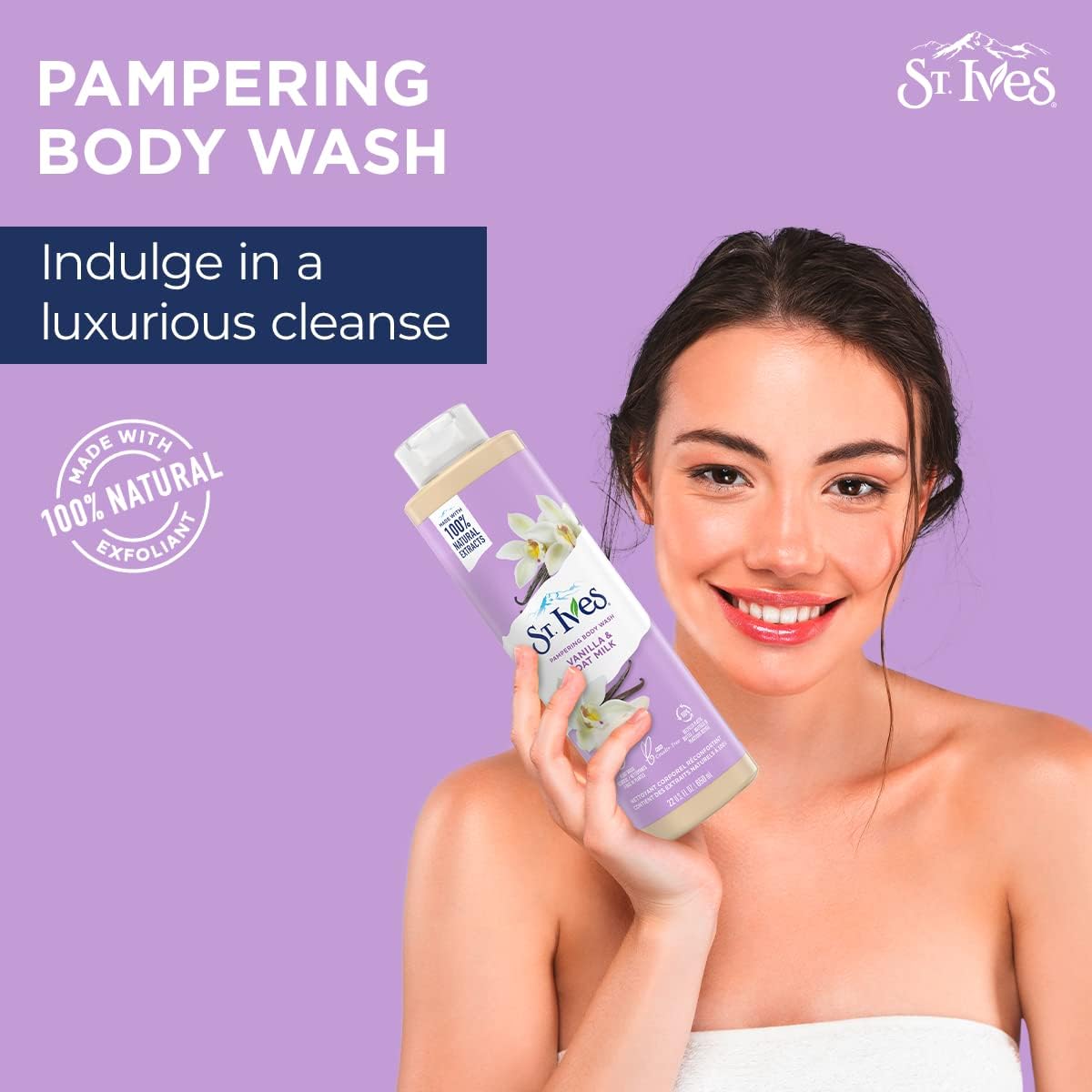 ST. Ives - Vanilla & Oat Milk Made - Pampering Cleanser - Shower Body Wash - 650 ml / 22 Fl. Oz