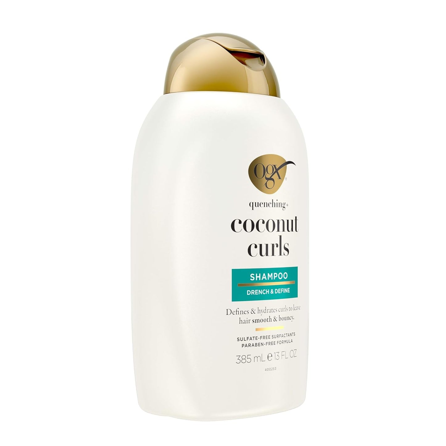 OGX (Organix) - Shampoo - Quenching + Coconut  Curls- Curl-Defining Shampoo - Hydrating & Nourishing - Curly Hair Shampoo with Coconut Oil, Citrus Oil & Honey, Paraben, Sulfate-Free Surfactants - 385ml