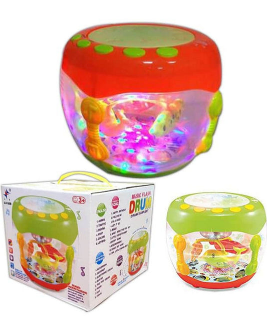 Musical Flash Fish Rotating Drum Toy for Kids