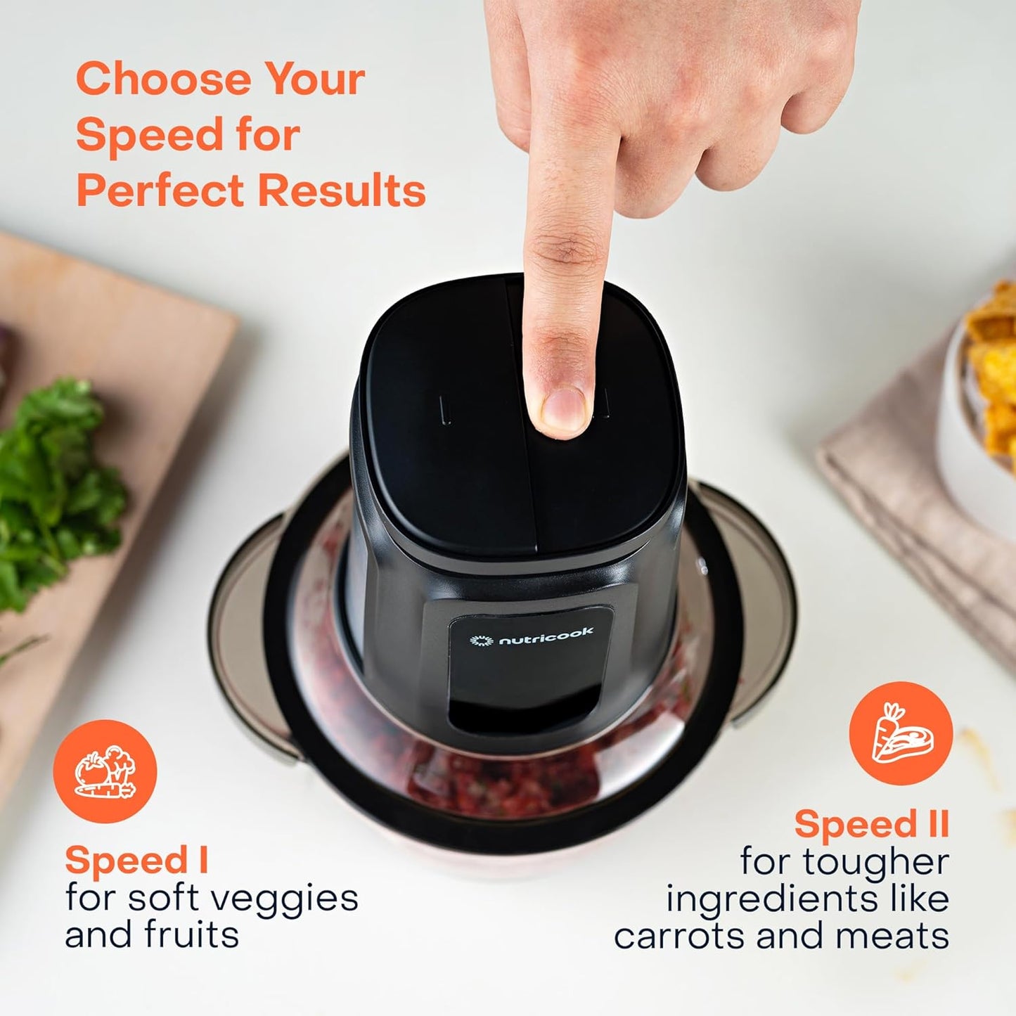 Nutricook - Choppi XXL - Chopper - Shredder - NC-CH2000 - Professional Prep - Black - 2 Years Warranty - 2 Bowls (SS+Glass)