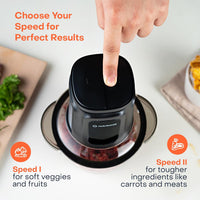 Nutricook - Choppi XXL - Chopper - Shredder - NC-CH2000 - Professional Prep - Black - 2 Years Warranty - 2 Bowls (SS+Glass)