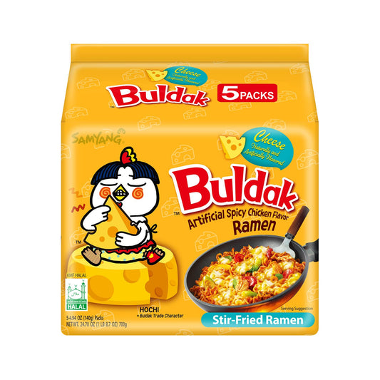 Samyang - Bulduk - Cheese Spicy Hot Chicken Stir-Fried Noodles - 140G- Pack of 5
