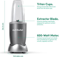 Nutribullet - Personal Blender - NBR-1212M - Nutrient Extraction - Grey - 1 Year Warranty