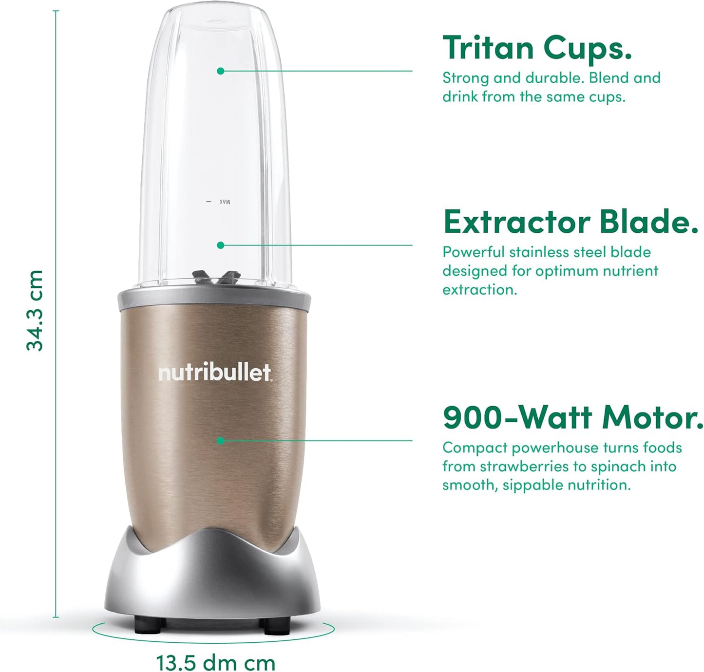 Nutribullet - Personal Blender - NB9-1212 - High Power Blending - Champaign - 1 Year Warranty