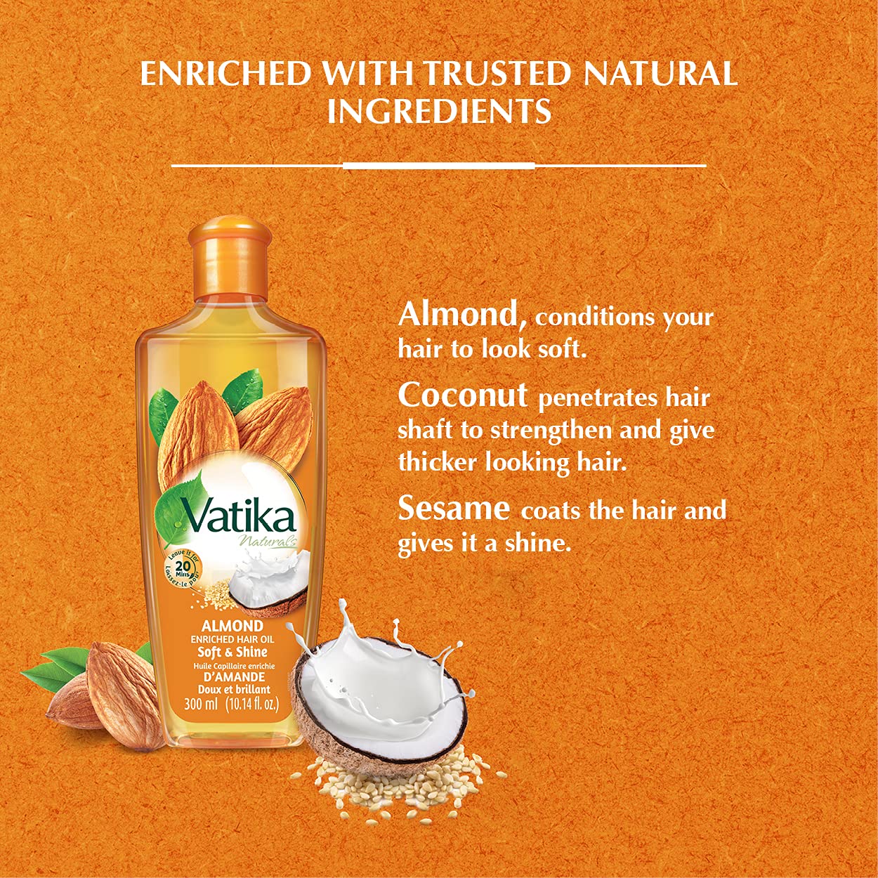 Dabur - Vatika - Naturals Enriched Hair Oil - Almond - 200 ML - 6 Bottles