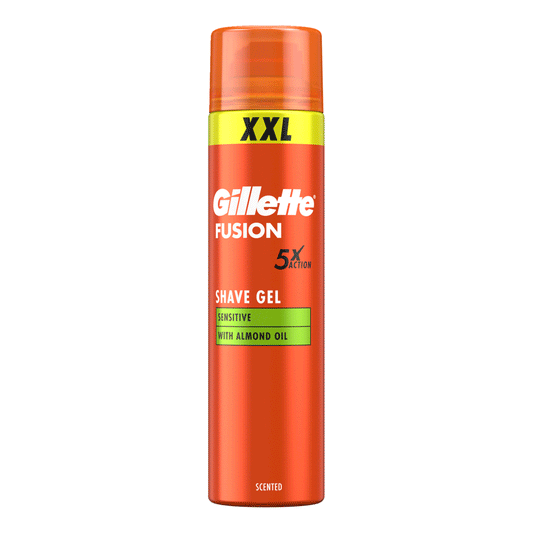 Gillette - FUSION XXL - SHAVE GEL - Sensitive - With Almond Oil 5X Action - (1X6) 240 ml