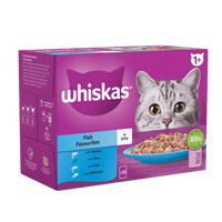 WHISKAS® - Fish Favourites in Jelly - 1+ Adult Wet Cat Food - 12 Pouches x 85g