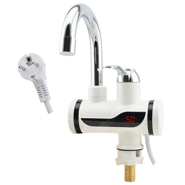Instant Electric Water Heater Tap with LED Temperature Display and Shower - 3000 Watts