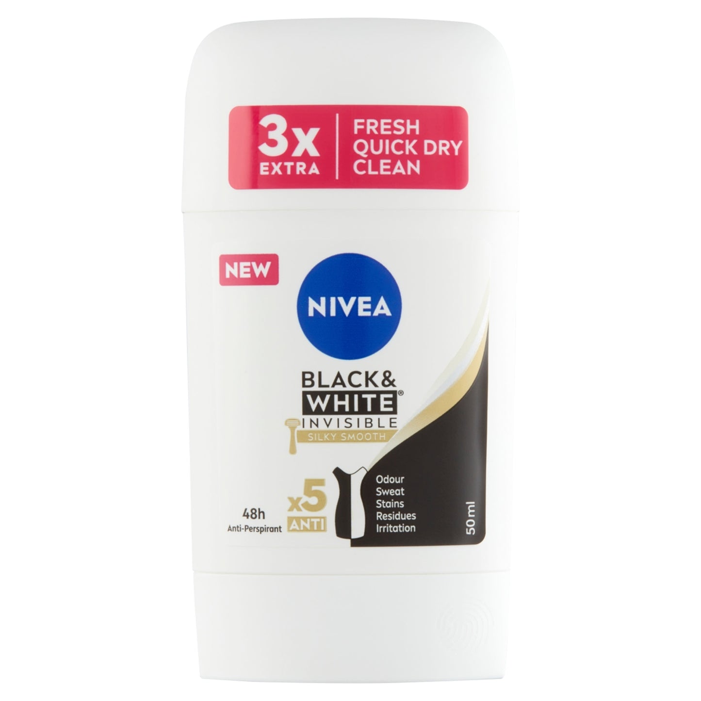 Nivea Women - Black & White - Invisible Silky Smooth - Anti-Perspirant - Deo Stick - 50 ml / 1.7 oz