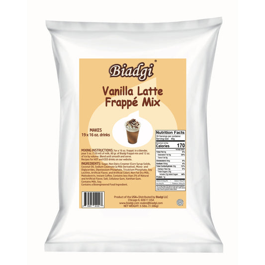 Biadgi - Vanilla Latte Frappe Mix - 1 Pack of 3.5lbs (1.58k)