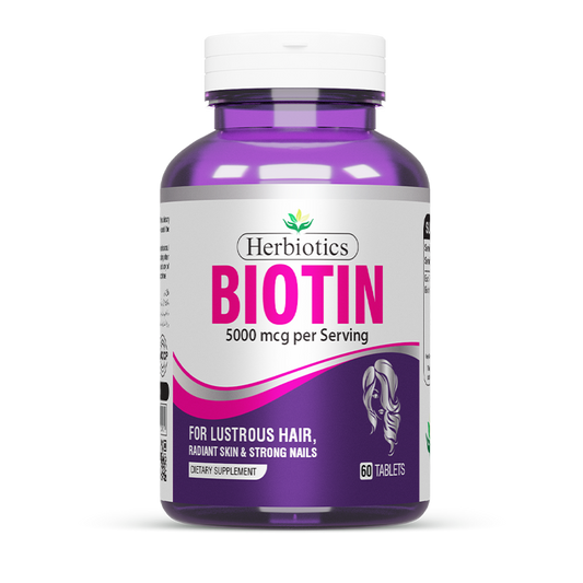 Herbiotics - Biotin - Supplement - 5000 mcg - Hair Health