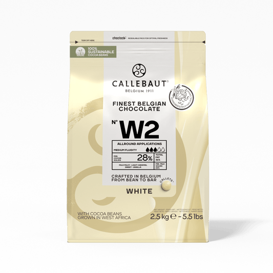 Callebaut - Finest Belgian Chocolate – 28% White Chocolate Callets - W2 - 2.5 KG