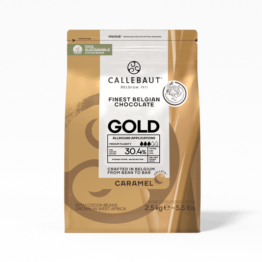 Callebaut - Finest Belgian Chocolate – Caramel Chocolate - Gold 30.4% - Callets - 2.5 Kg - Couverture